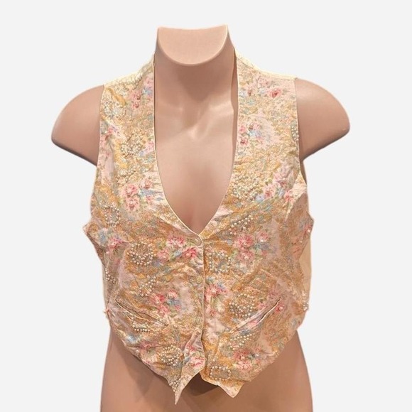 WOMENS RETRO 90'S FLORAL VEST SIZE SMALL - Picture 1 of 2